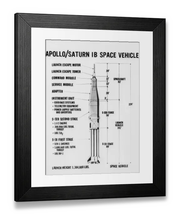 Framed Print : Diagram of Apollo I Spacecraft