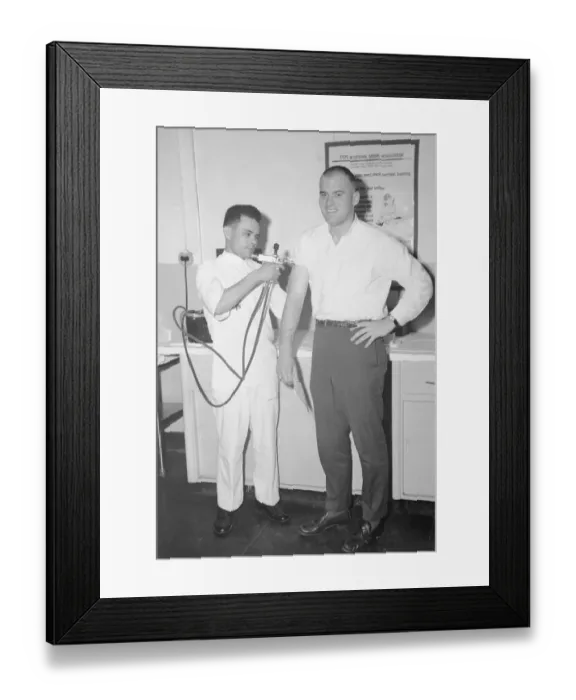 Framed Print : Pete Gogolak Getting Inoculation