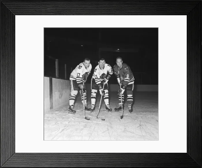 Framed Print : Three Chicago Black Hawks on the Ice Framed Print : Three Chicago Black Hawks on the Ice