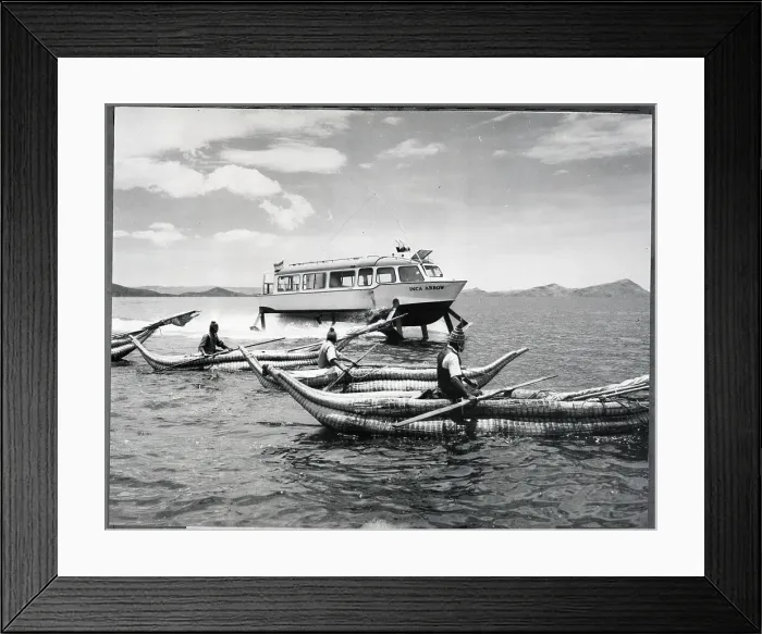 Framed Print : Hydrofoil and Fishing Boats on Lake Titicaca Framed Print : Hydrofoil and Fishing Boats on Lake Titicaca