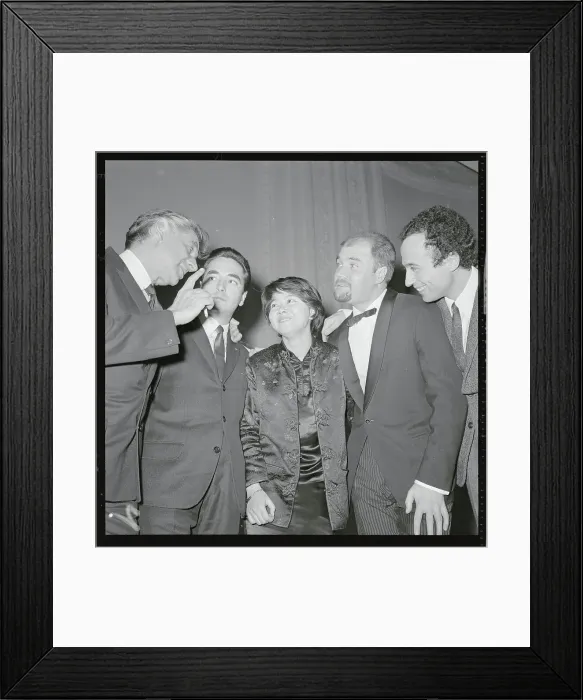 Framed Print : Leonard Bernstein poses with Music Competition Winners Framed Print : Leonard Bernstein poses with Music Competition Winners