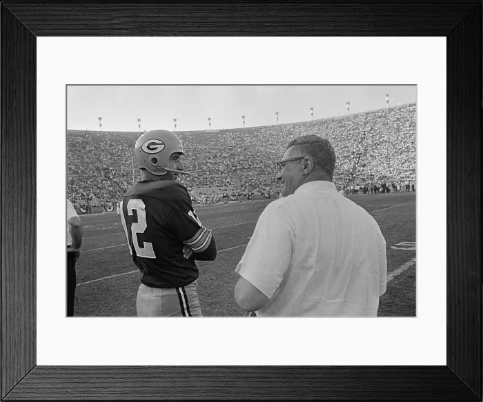 Framed Print : Vince Lombardi Talking to Quarterback Framed Print : Vince Lombardi Talking to Quarterback