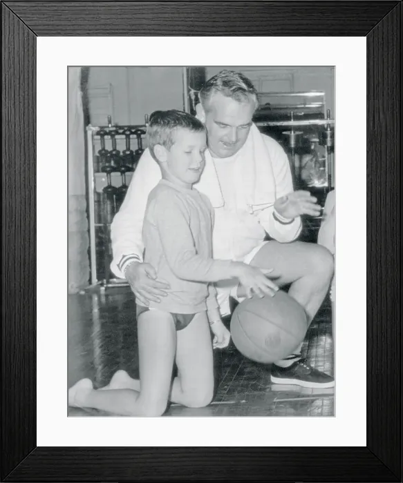 Framed Print : Prince Rainier with Son Prince Albert Framed Print : Prince Rainier with Son Prince Albert