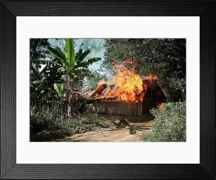Framed Print : Burning Huts in Viet Cong Stronghold Framed Print : Burning Huts in Viet Cong Stronghold