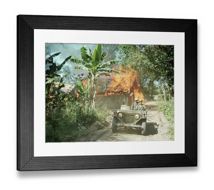 Framed Print : Troops Burning Viet Cong Village Huts Framed Print : Troops Burning Viet Cong Village Huts