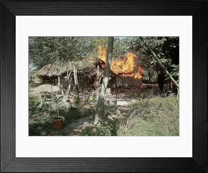Framed Print : Burning Huts in Viet Cong Stronghold Framed Print : Burning Huts in Viet Cong Stronghold