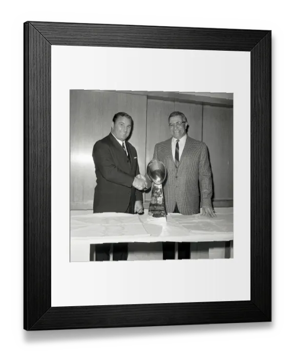 Framed Print : Coach Vince Lombardi Shaking Hands with Hank Stram Framed Print : Coach Vince Lombardi Shaking Hands with Hank Stram