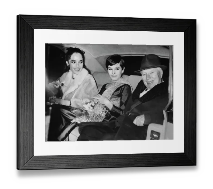 Framed Print : Charlie Chaplin Smiling with His Daughters Framed Print : Charlie Chaplin Smiling with His Daughters