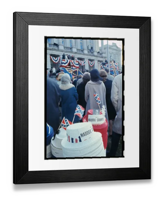 Framed Print : Lester Maddox Speaking at Flag Decorated Podium
