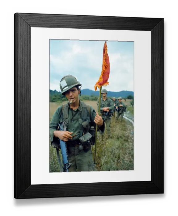 Framed Print : US Soldier Leading Others with Captured Flag Framed Print : US Soldier Leading Others with Captured Flag