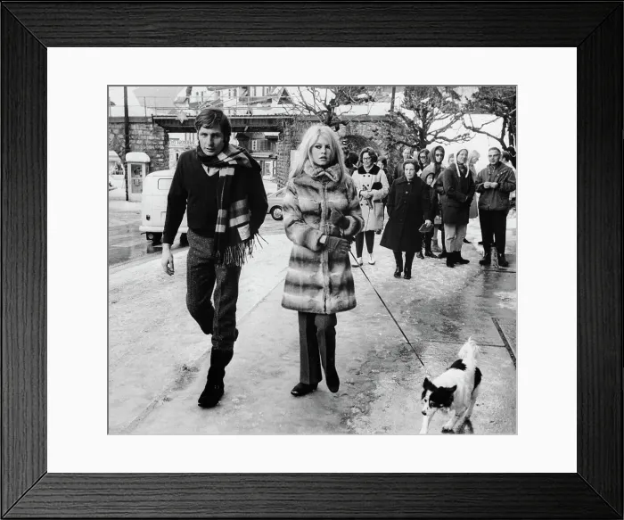 Framed Print : Brigitte Bardot and Husband Walk the Dog Framed Print : Brigitte Bardot and Husband Walk the Dog