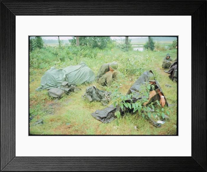 Framed Print : Soaked US Soldiers Taking Break Framed Print : Soaked US Soldiers Taking Break