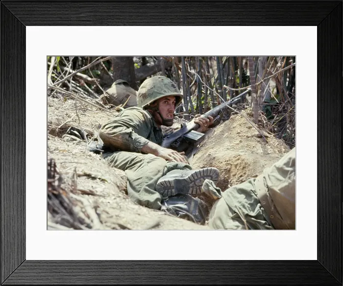 Framed Print : US Soldier Under Fire Framed Print : US Soldier Under Fire