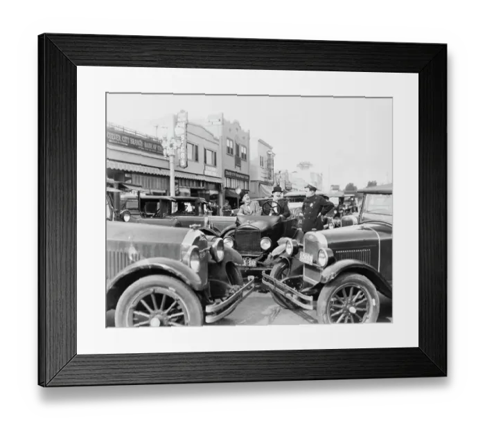 Framed Print : Police Officer Confronting Laurel and Hardy Framed Print : Police Officer Confronting Laurel and Hardy