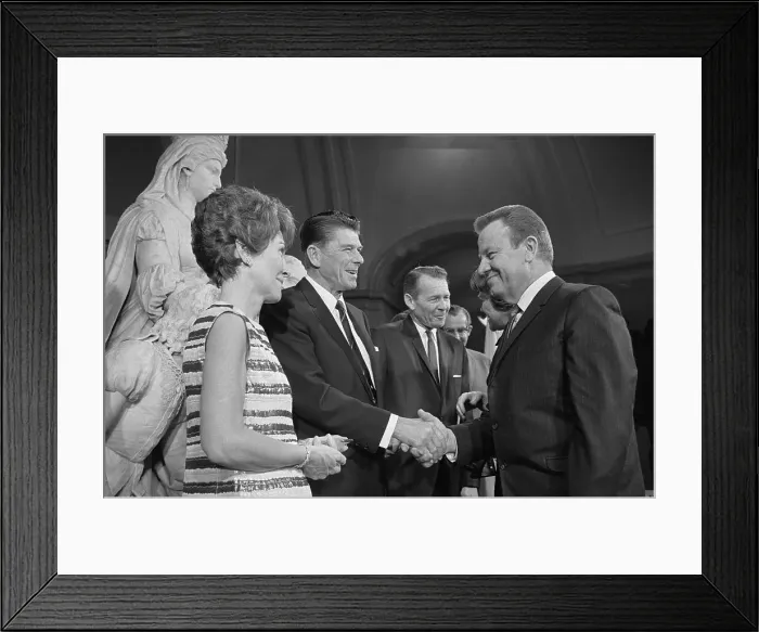 Framed Print : Ronald Reagan Shaking Hands with Jesse Unruh Framed Print : Ronald Reagan Shaking Hands with Jesse Unruh