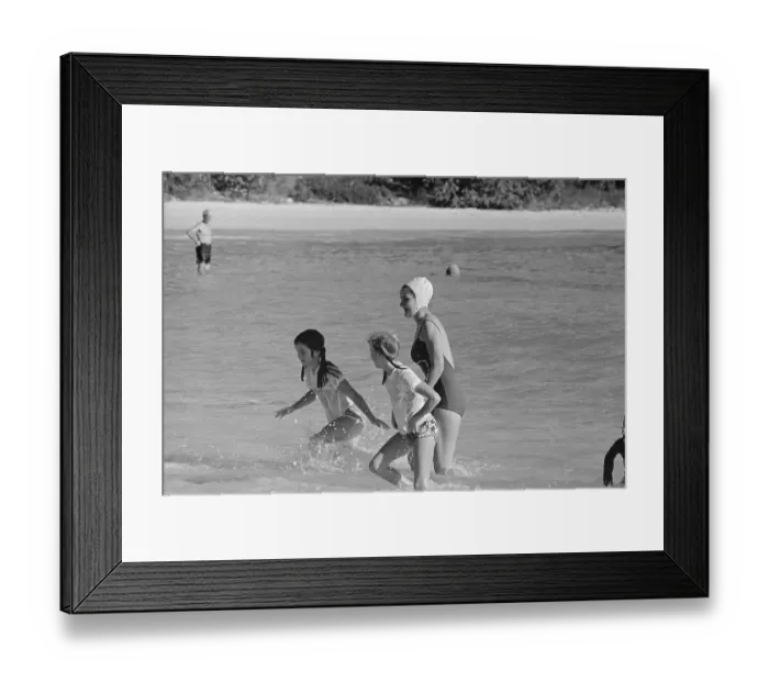 Framed Print : Caroline Kennedy Swimming with Friend and Governess Framed Print : Caroline Kennedy Swimming with Friend and Governess