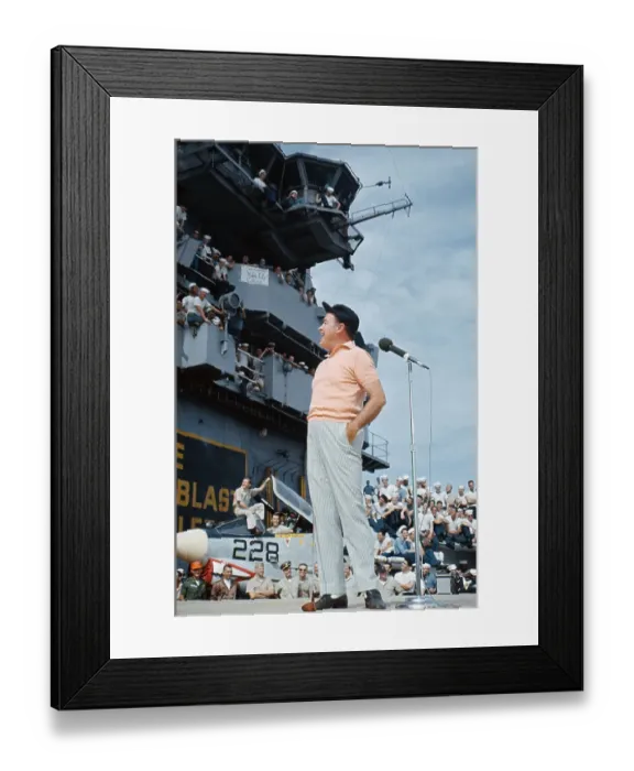 Framed Print : Bob Hope Telling Jokes to Troops on Deck Framed Print : Bob Hope Telling Jokes to Troops on Deck
