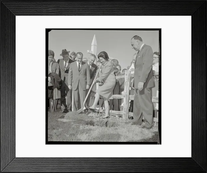 Framed Print : Lady Bird Johnson Planting Rose Framed Print : Lady Bird Johnson Planting Rose