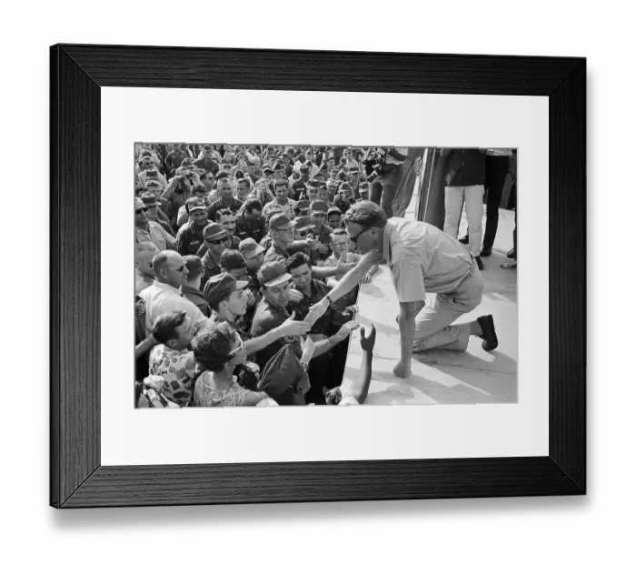 Framed Print : Billy Graham Greeting Soldiers Framed Print : Billy Graham Greeting Soldiers