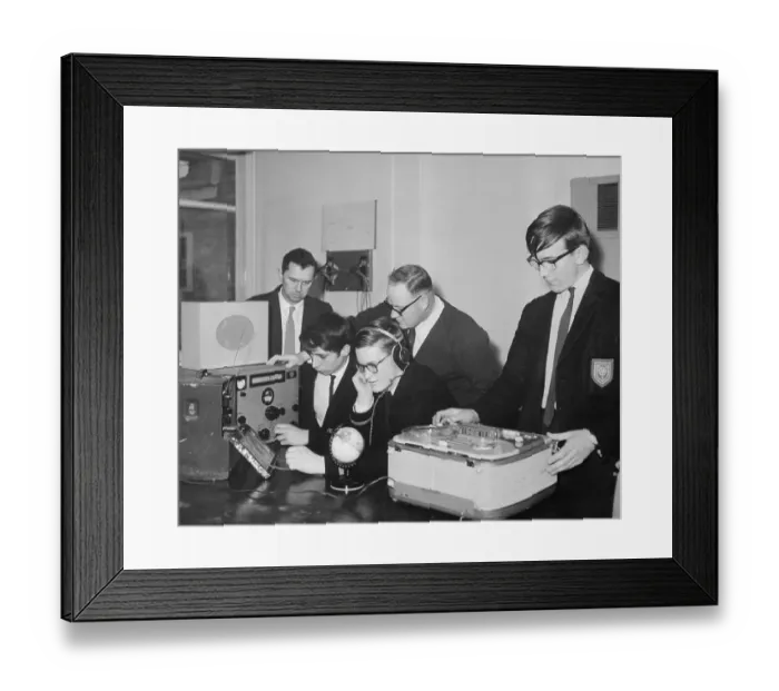 Framed Print : Youths Build a Satellite Tracking Station Framed Print : Youths Build a Satellite Tracking Station