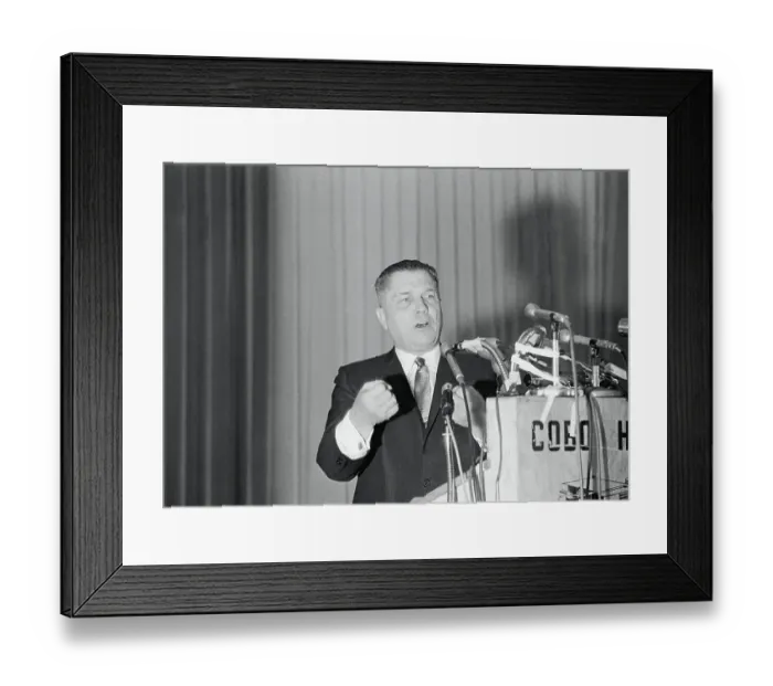 Framed Print : Jimmy Hoffa Speaking to Union Members