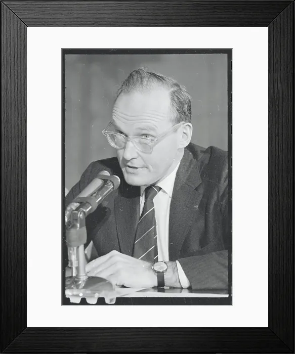 Framed Print : McGeorge Bundy Sitting at Microphones During Hearing Framed Print : McGeorge Bundy Sitting at Microphones During Hearing