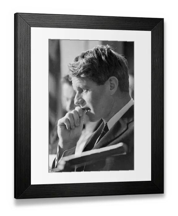 Framed Print : Profile of Robert F. Kennedy With His Hand to His Mouth Framed Print : Profile of Robert F. Kennedy With His Hand to His Mouth