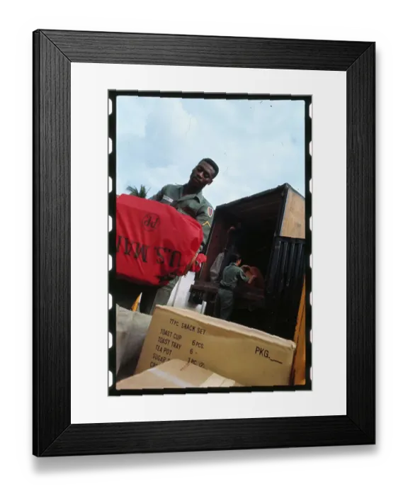 Framed Print : Servicemen Unloading a Van Framed Print : Servicemen Unloading a Van