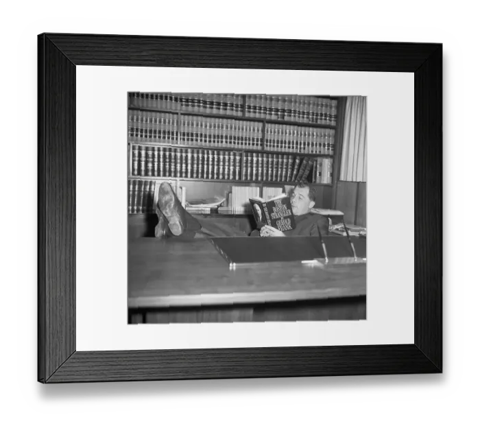 Framed Print : F. Lee Bailey Reads Boston Strangler Book Framed Print : F. Lee Bailey Reads Boston Strangler Book