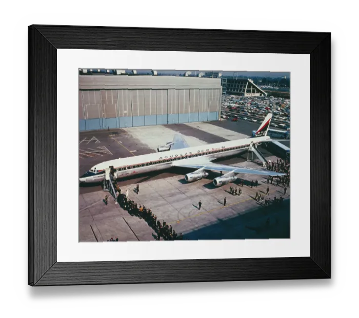 Framed Print : Aerial View of DC 8 Super 61 Jetliner Framed Print : Aerial View of DC 8 Super 61 Jetliner