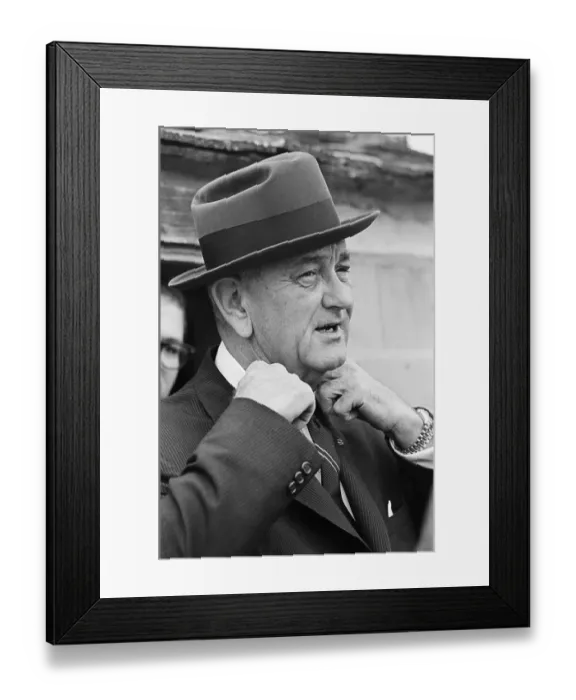 Framed Print : President Johnson Adjusting His Collar Framed Print : President Johnson Adjusting His Collar