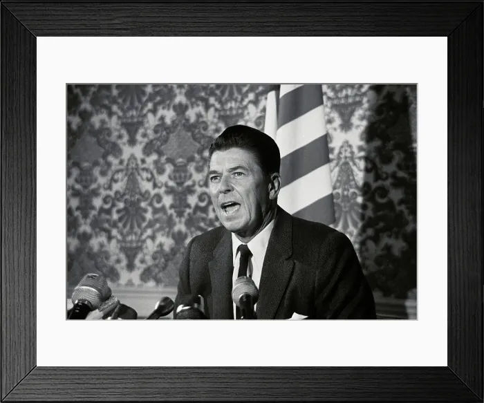 Framed Print : Ronald Reagan Speaking At Press Conference Framed Print : Ronald Reagan Speaking At Press Conference