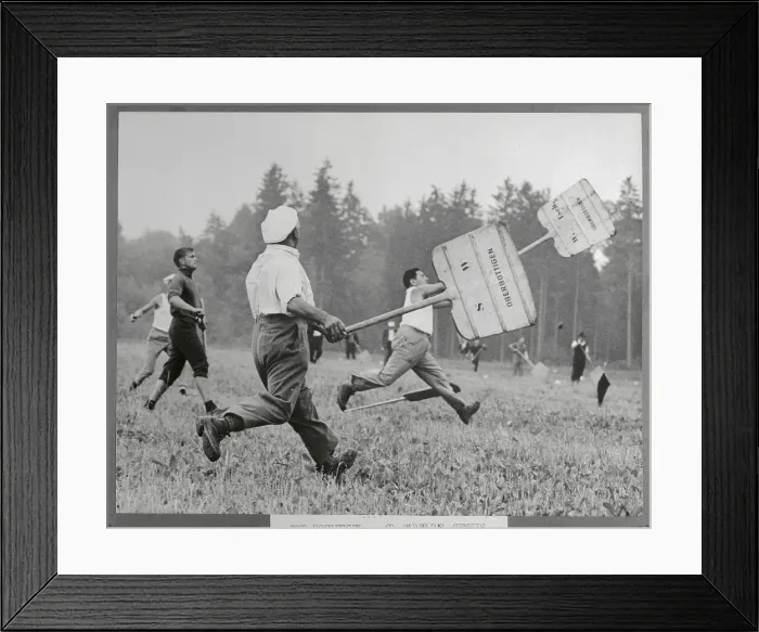 Framed Print : Hornuss Game in Action Framed Print : Hornuss Game in Action