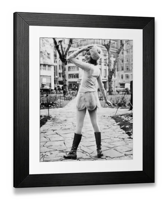 Framed Print : Modeling Mink Miniskirt in London Framed Print : Modeling Mink Miniskirt in London