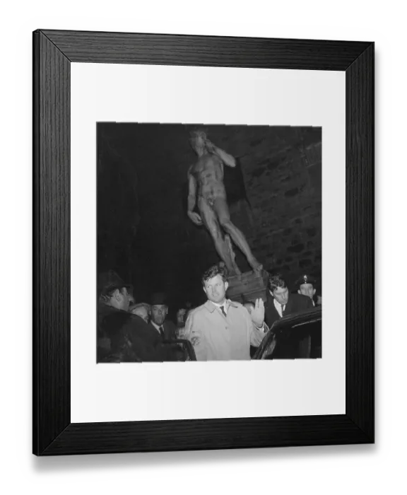 Framed Print : Edward Kennedy Waving to Crowd Framed Print : Edward Kennedy Waving to Crowd