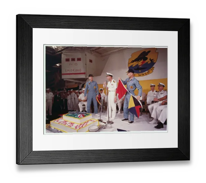 Framed Print : Astronauts James Lovell and Buzz Aldrin Receiving Cake Framed Print : Astronauts James Lovell and Buzz Aldrin Receiving Cake