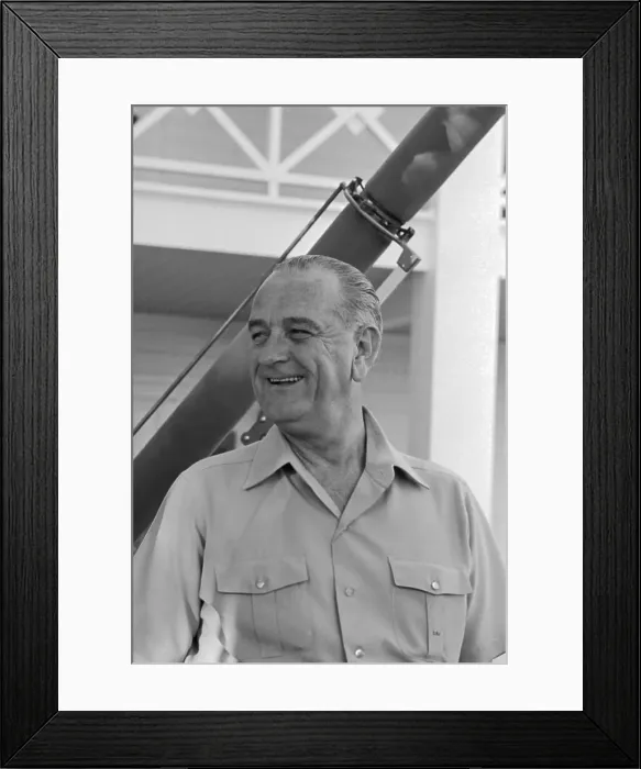 Framed Print : President Johnson Smiling to Reporters Framed Print : President Johnson Smiling to Reporters