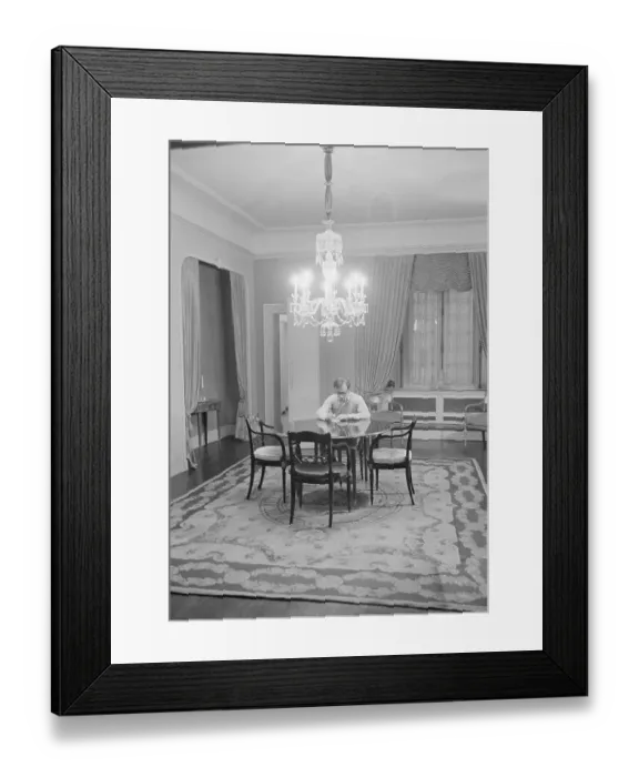 Framed Print : Woody Allen Writing in Dining Room Framed Print : Woody Allen Writing in Dining Room