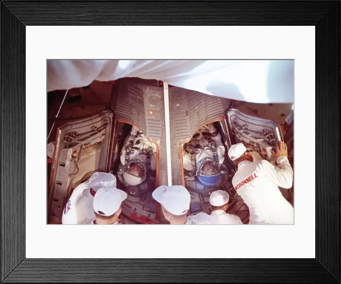 Framed Print : James Lovell and Buzz Aldrin Sitting in Spacecraft Framed Print : James Lovell and Buzz Aldrin Sitting in Spacecraft