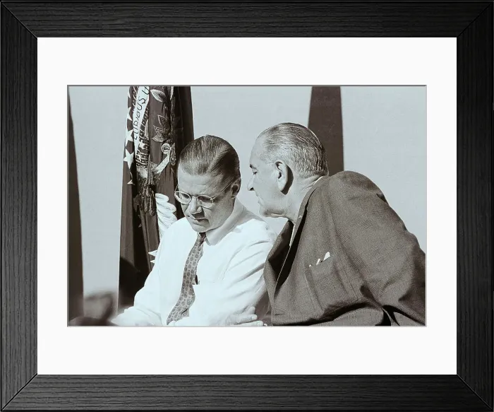 Framed Print : President Lyndon Johnson Whispering to Robert McNamara