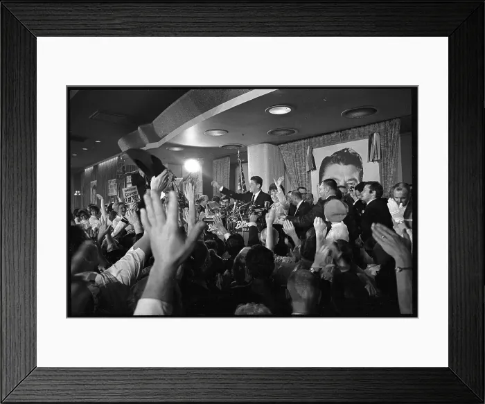 Framed Print : Ronald Reagan Waves to Supporters Framed Print : Ronald Reagan Waves to Supporters