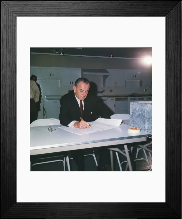 Framed Print : Lyndon B. Johnson Marking His Ballot Framed Print : Lyndon B. Johnson Marking His Ballot