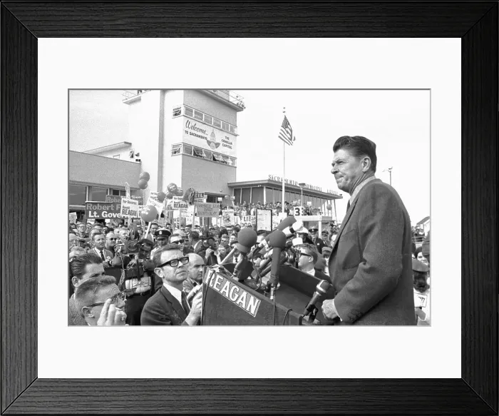 Framed Print : Ronald Reagan Speaking to Crowd Framed Print : Ronald Reagan Speaking to Crowd