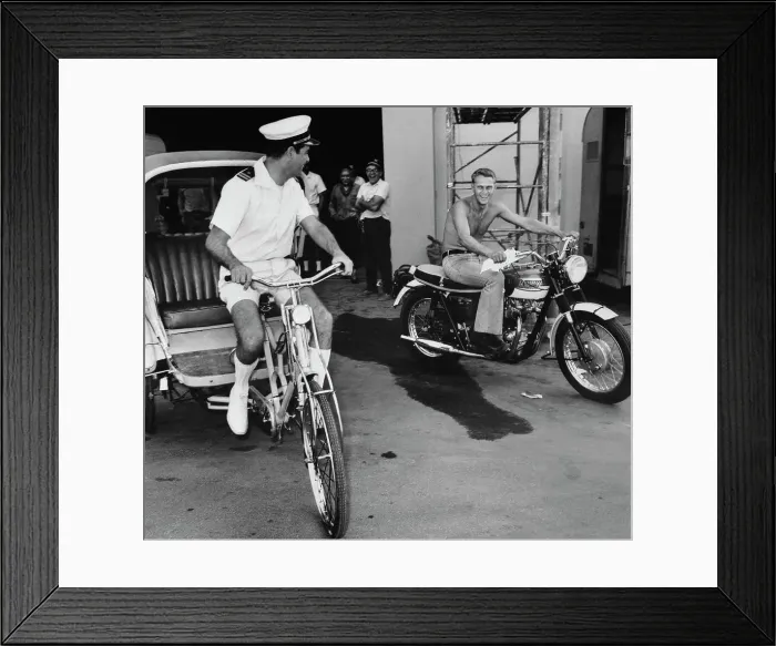 Framed Print : Steve McQueen Riding a Motorcycle Framed Print : Steve McQueen Riding a Motorcycle