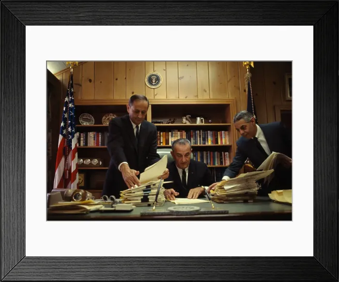 Framed Print : Lyndon B. Johnson Working with His Assistants Framed Print : Lyndon B. Johnson Working with His Assistants