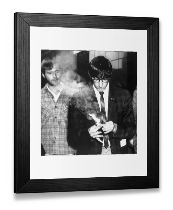 Framed Print : Burning a Draft Card Framed Print : Burning a Draft Card