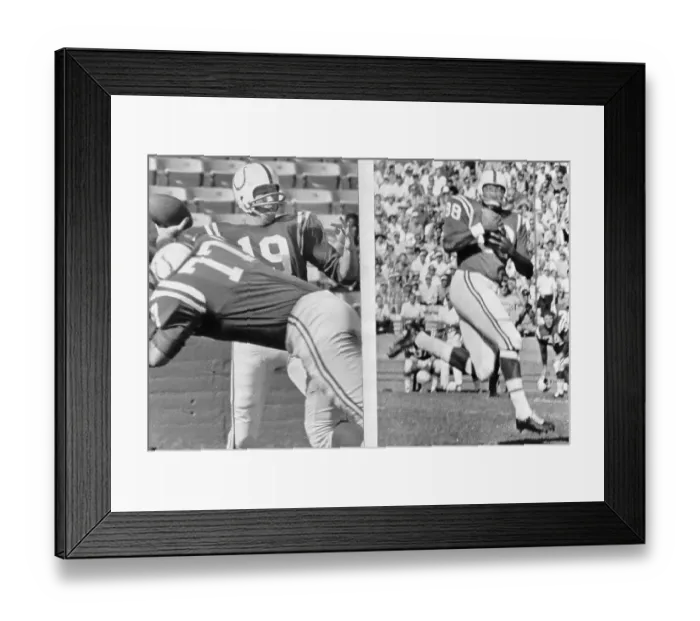 Framed Print : Johnny Unitas Throwing Touchdown Pass to John Mackey Framed Print : Johnny Unitas Throwing Touchdown Pass to John Mackey