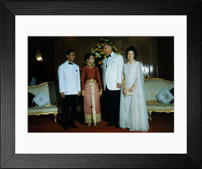 Framed Print : King and Queen of Thailand with Lyndon Johnson and Wife Framed Print : King and Queen of Thailand with Lyndon Johnson and Wife