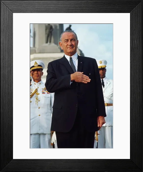 Framed Print : Lyndon Johnson with His Hand over His Heart