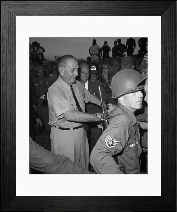 Framed Print : President Johnson Visiting Troops in Vietnam Framed Print : President Johnson Visiting Troops in Vietnam